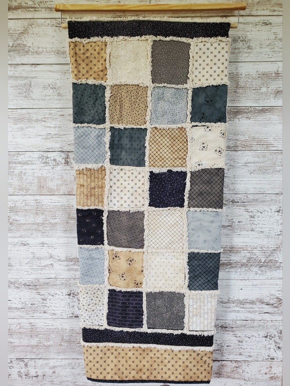 Handmade Rustic Rag Quilt Cozy Lap Blanket Country Table Topper